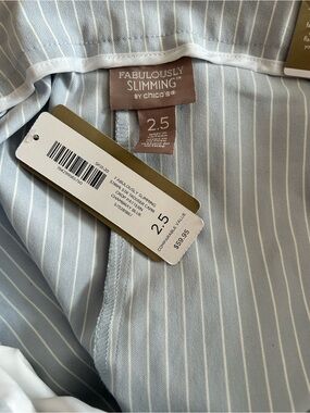 Chico's Light Blue & White Pinstripe Fabulously Slimming Capris - Size 2.5